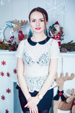 Arka plan, Yılbaşı Dekorasyonu güzel kız