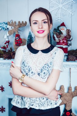 Arka plan, Yılbaşı Dekorasyonu güzel kız