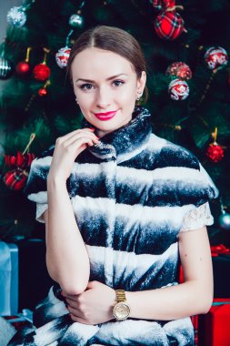 Arka plan, Yılbaşı Dekorasyonu güzel kız