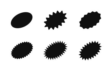 Yıldız patlaması çıkartması satışı için ayarlandı. Vektör rozet şekli tasarımı, daire etiketi, fiyat teklifi promosyonu