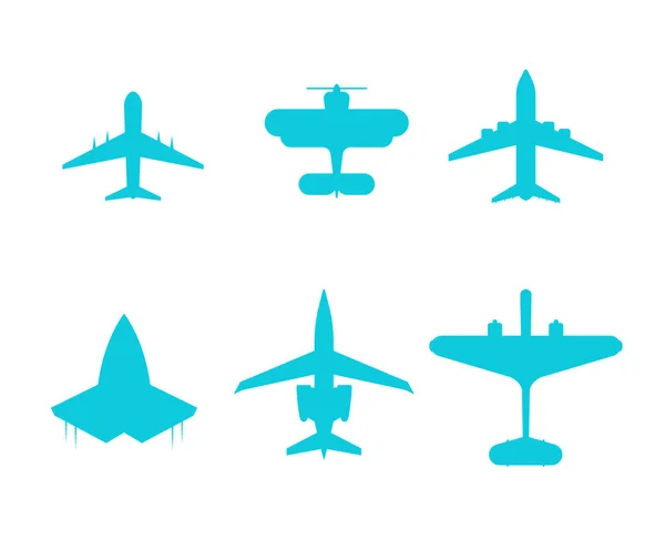 Avion Symbole Avion Icône Définir Avion Avion Signe Vol Transport — Image vectorielle