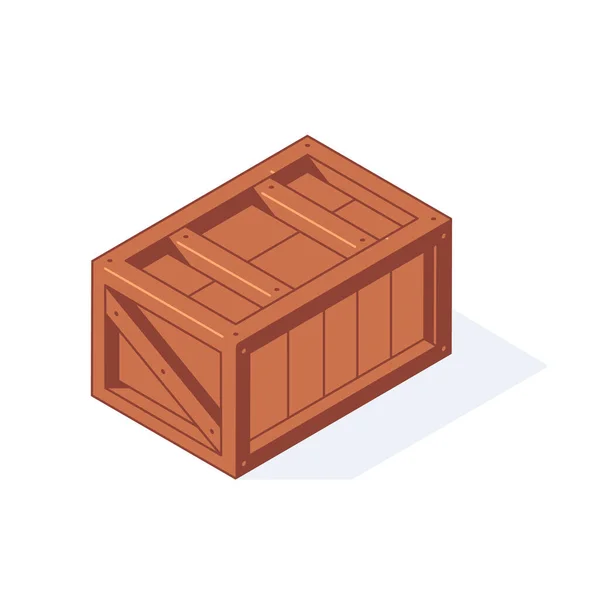 Isometrischer Holzkasten Für Fracht Und Versand Oder Lagerkonzept Verschließen Sie — Stockvektor