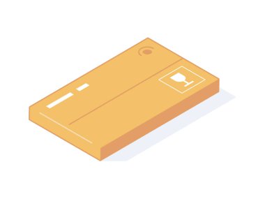 Teslimat veya depolama malları için izometrik karton kutuyu kapat.