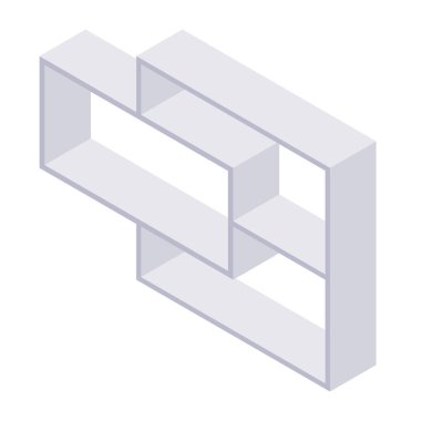 Kitaplık izometrik - ev ve depolama iç tasarımı kitapları için raf ve durum.