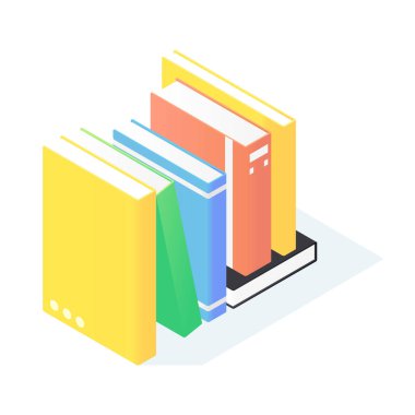 Kitaplar izometrik. Karton kapaklı kitap yığını..