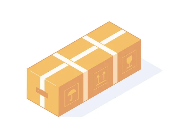 Sluit isometrische kartonnen doos voor levering of opslag. — Stockvector