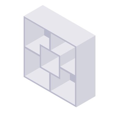 Kitaplık izometrik - ev ve depolama iç tasarımı kitapları için raf ve durum.