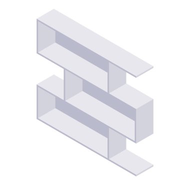 Kitaplık izometrik - ev ve depolama iç tasarımı kitapları için raf ve durum.