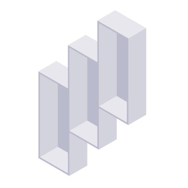 Kitaplık izometrik - ev ve depolama iç tasarımı kitapları için raf ve durum.