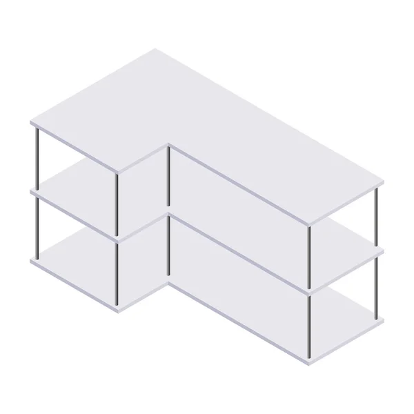 Bücherregal isometrisch - Regal und Regal für Bücher für Wohn- und Ladeneinrichtung. — Stockvektor
