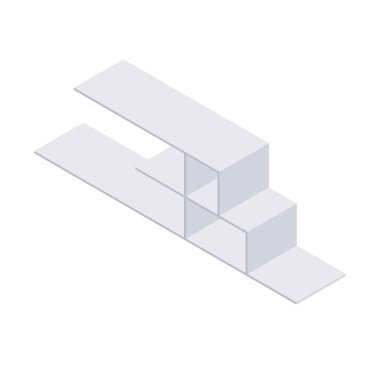 Kitaplık izometrik - ev ve depolama iç tasarımı kitapları için raf ve durum.