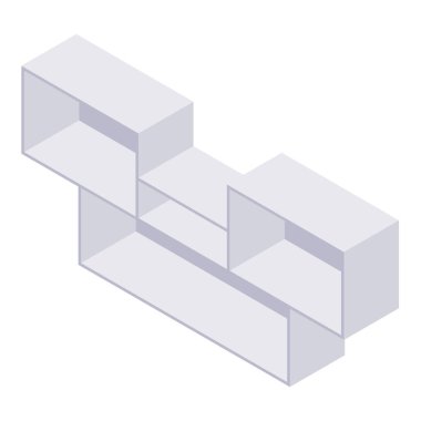 Kitaplık izometrik - ev ve depolama iç tasarımı kitapları için raf ve durum.