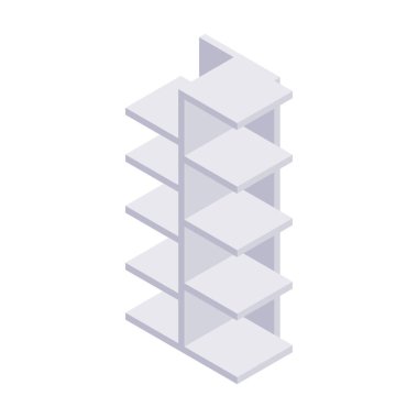 Kitaplık izometrik - ev ve depolama iç tasarımı kitapları için raf ve durum.