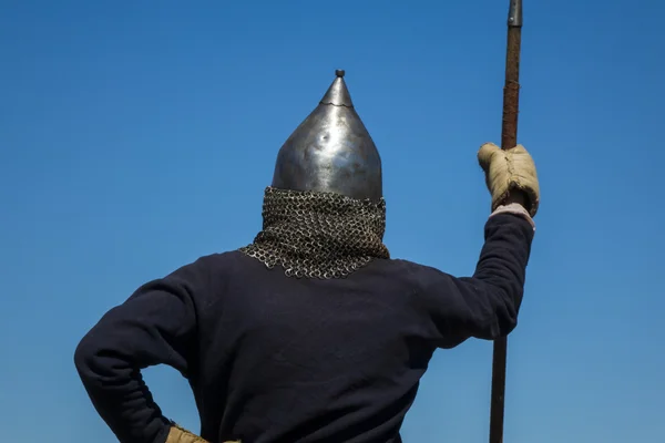 Medieval warrior during historical festival — Stock Photo, Image