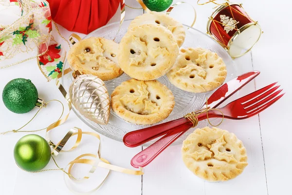 Kerstmis fruit gehakt pie close-up — Zdjęcie stockowe