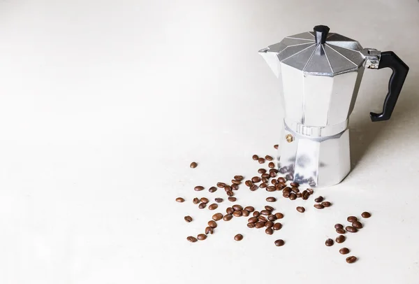 Latar belakang makanan dengan Espresso Coffee Maker — Stok Foto