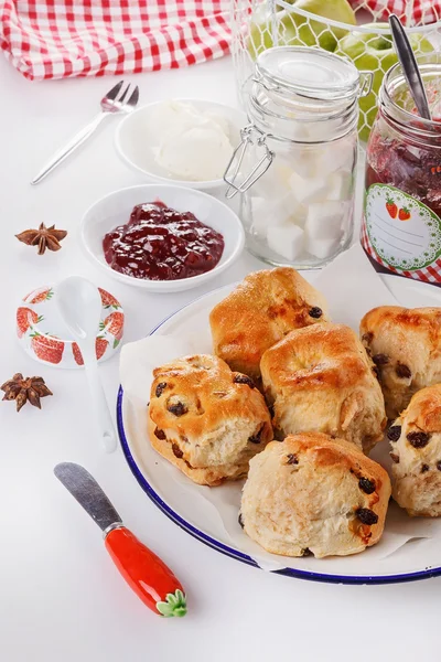 Sconces with afternoon tea items over white background — Stock Photo, Image