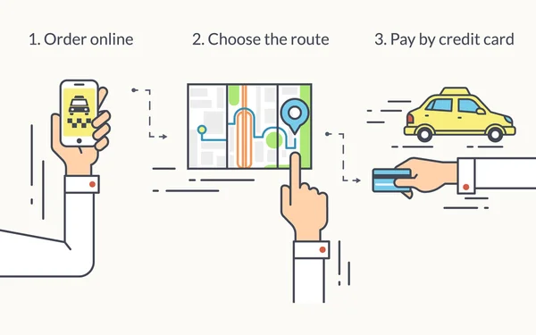 Mobile app for ordering taxi — Stock Vector