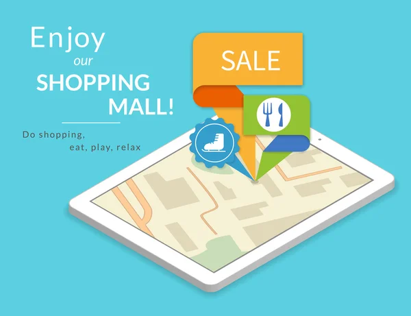 Enjoy our shopping mall. Mobile marketing and personalizing — Stock Vector