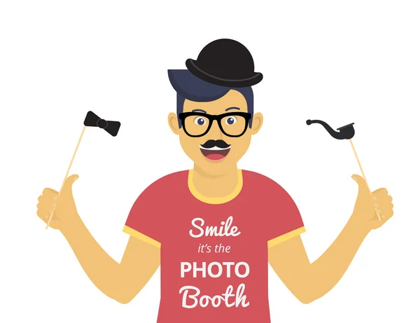 Photo booth kézzel írott betűkkel design csípő stílusban — Stock Vector