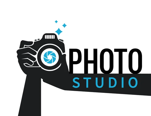 Photographe mains avec appareil photo illustration plate pour icône ou logo modèle — Image vectorielle