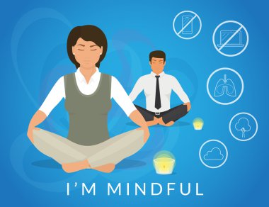 Office insanlar oturan lotus poz ve rahatlatıcı sakin