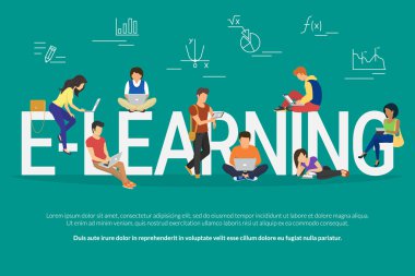 e-öğrenme kavramı illüstrasyon