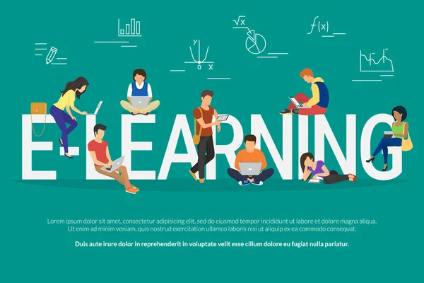 Illustrazione del concetto di e-learning — Vettoriale Stock