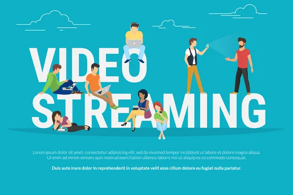 Illustrazione concetto di streaming video — Vettoriale Stock