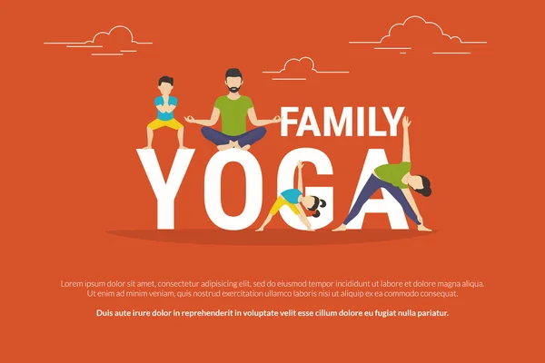 Illustratie van het begrip van familie yoga — Stockvector