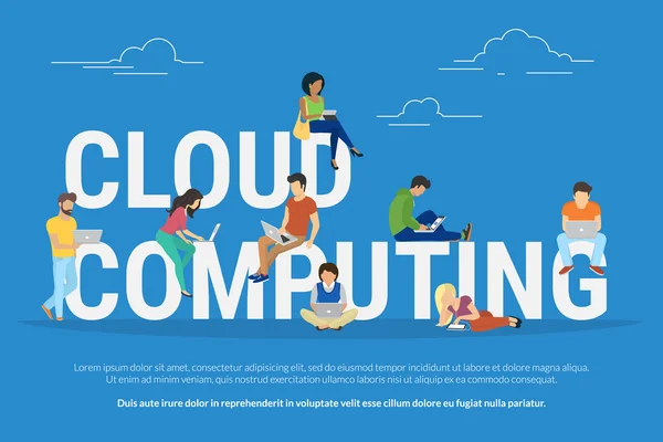 Cloud computing ilustracja koncepcja — Wektor stockowy