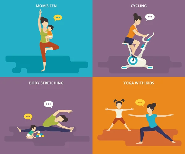 Family with kids active sport life — Stock Illustration Family with kids active sport life Royalty Free Stock Illustrations