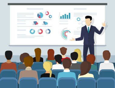 İş semineri konuşmacısı sunum ve profesyonel eğitim yapıyor.
