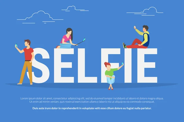 Selfie koncept ilustrace — Stockový vektor