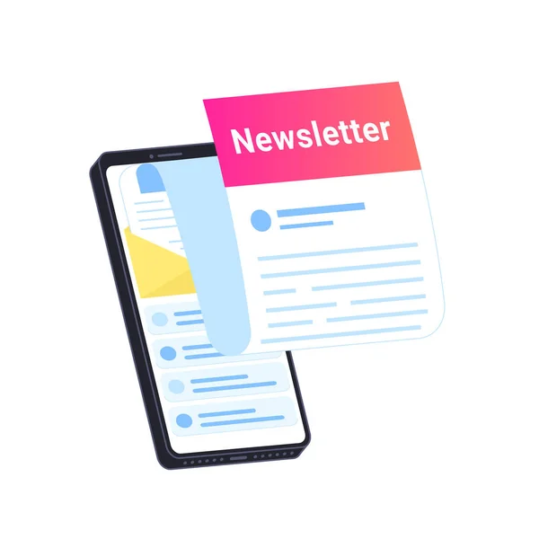 Inscription à la newsletter en ligne dans l'application mobile — Image vectorielle