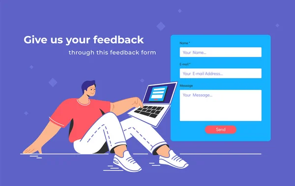 Formulário em branco de contato e feedback para um site —  Vetores de Stock