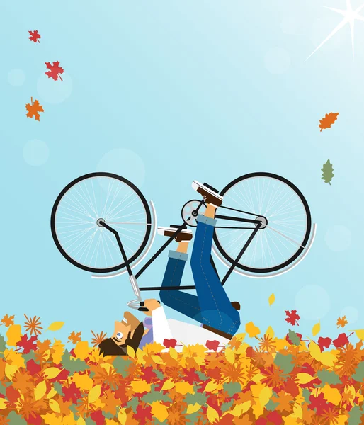 ฮิปสเตอร์ขี่จักรยานบนท้องฟ้า — ภาพเวกเตอร์สต็อก