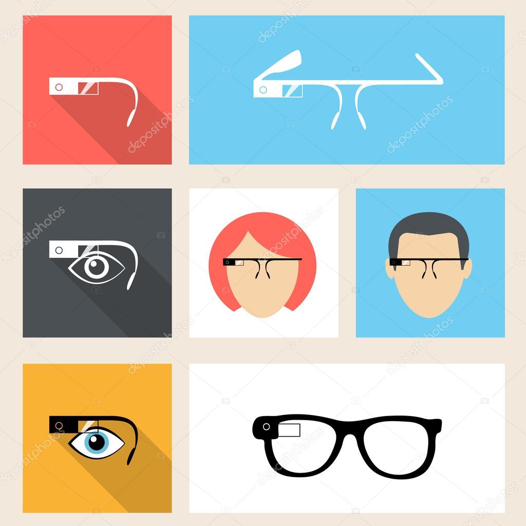 Google glasses icon set
