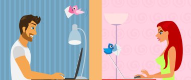 erkek ve kadın sosyal ağ