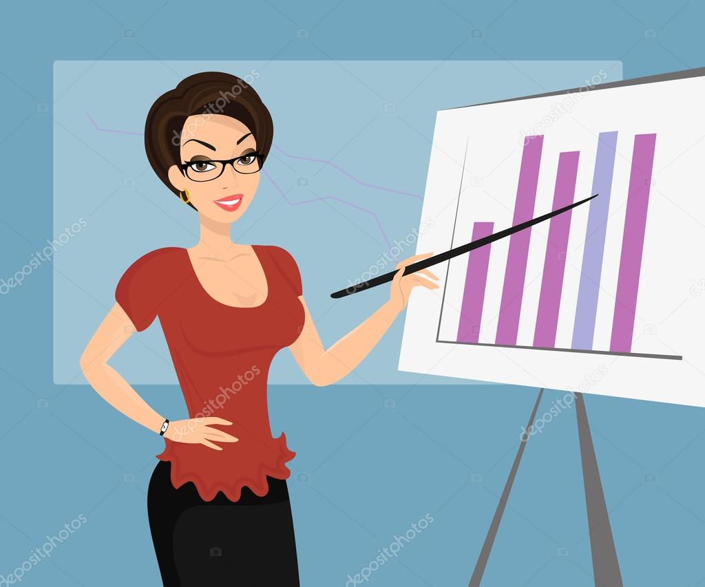 Female teacher is demonstrating a diagram