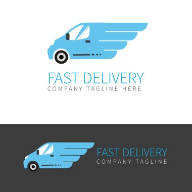 Blue delivery van logo clipart