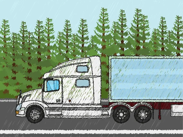 Camion américain blanc — Image vectorielle