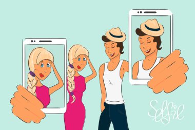 mutlu çift selfie yapıyoruz