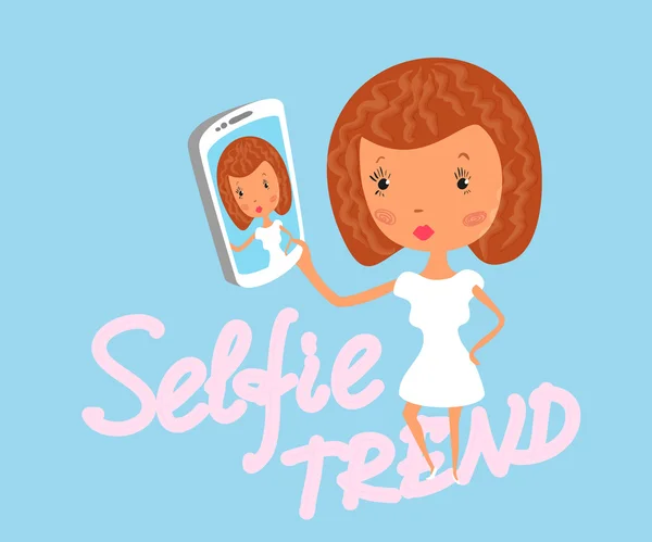 Mädchen macht Selfie — Stockvektor