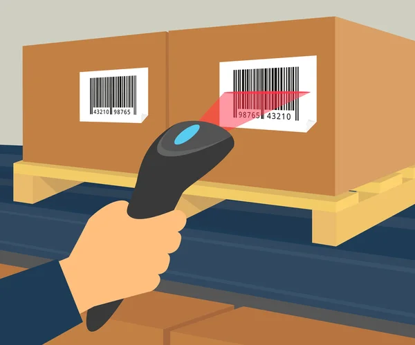 Barcodescanning in het magazijn — Stockvector