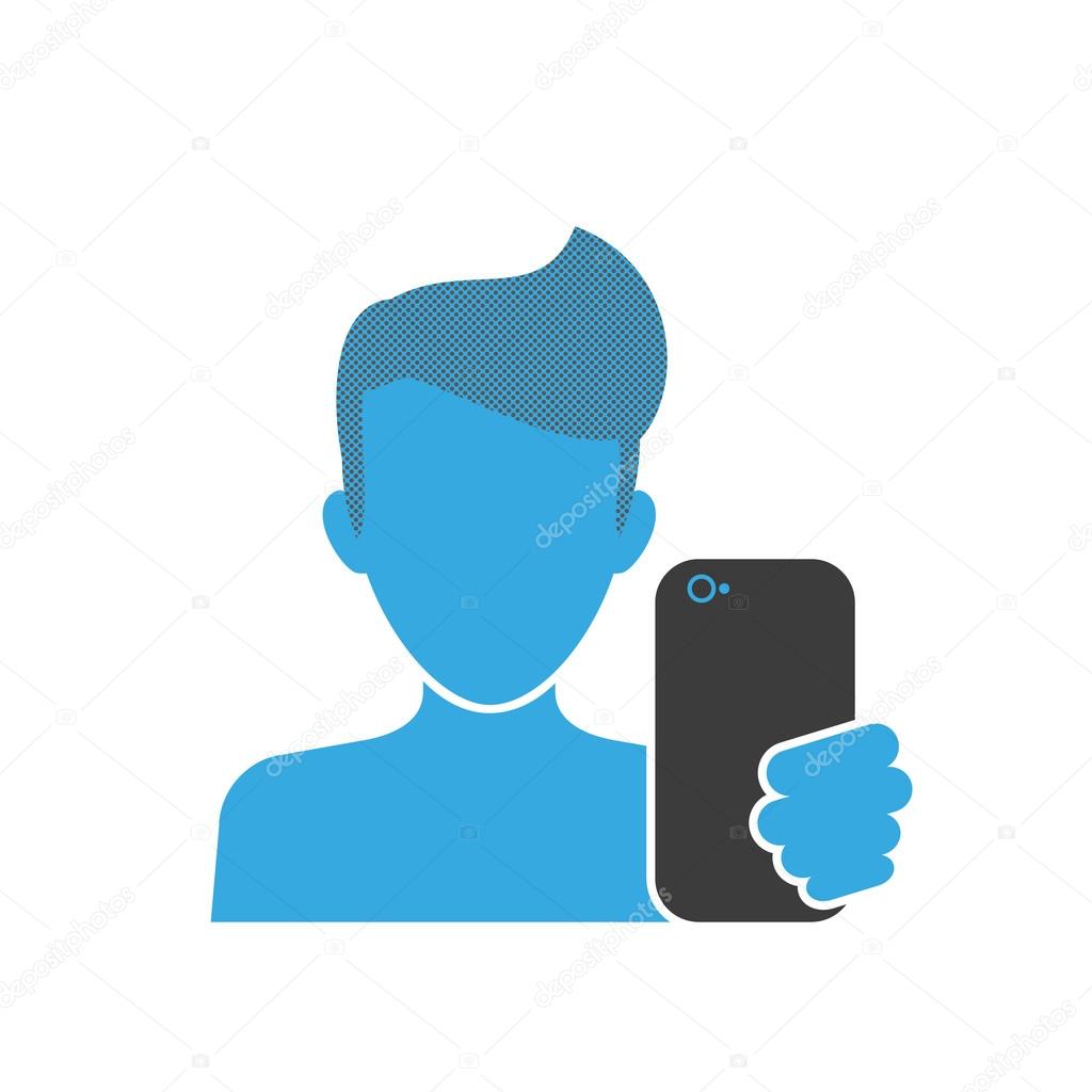 Male selfie blue icon