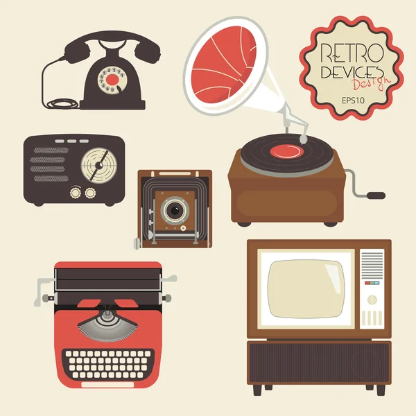 Retro devices set — Stock Vector