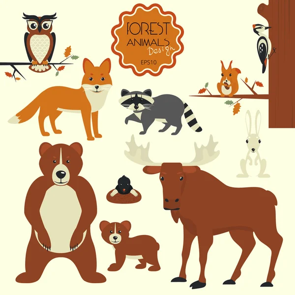 Forest animals — Stock Vector