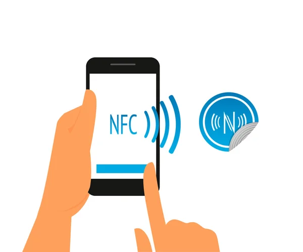 Smartfon z funkcją nfc i znacznikiem mobilnym — Wektor stockowy