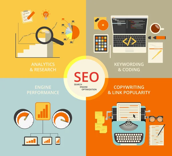 Infográfico plana ilustração conceito de SEO — Vetor de Stock